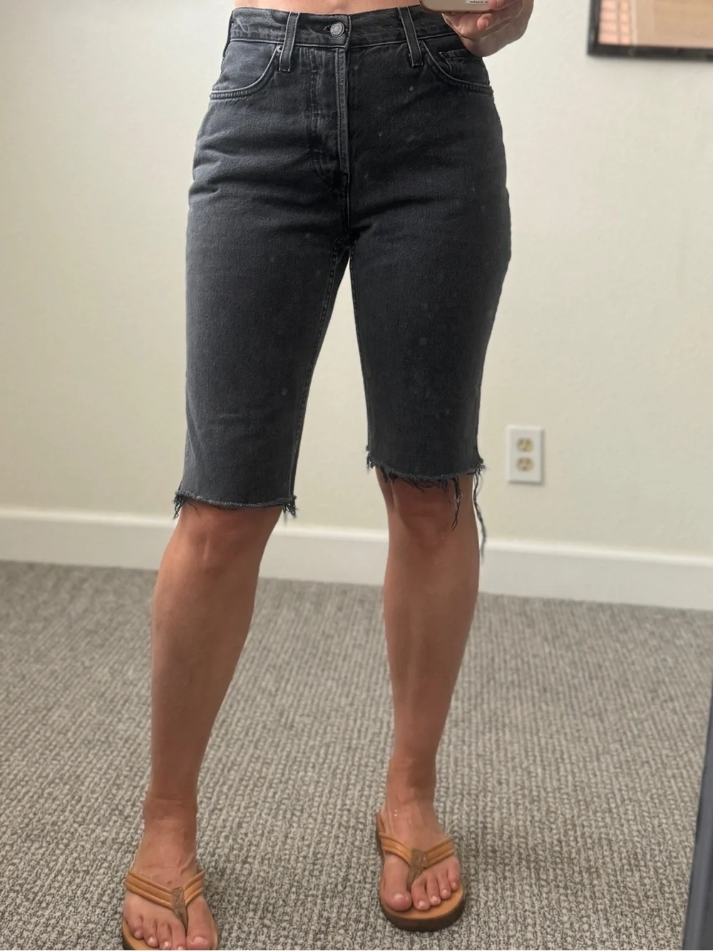 Everlane 90’s Cheeky Jean Long Denim jorts Bermuda Jorts Washed Black capri 26